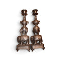 Fine Pair of Japanese Meiji Period Juzan Silvered-Bronze Figural Candlesticks