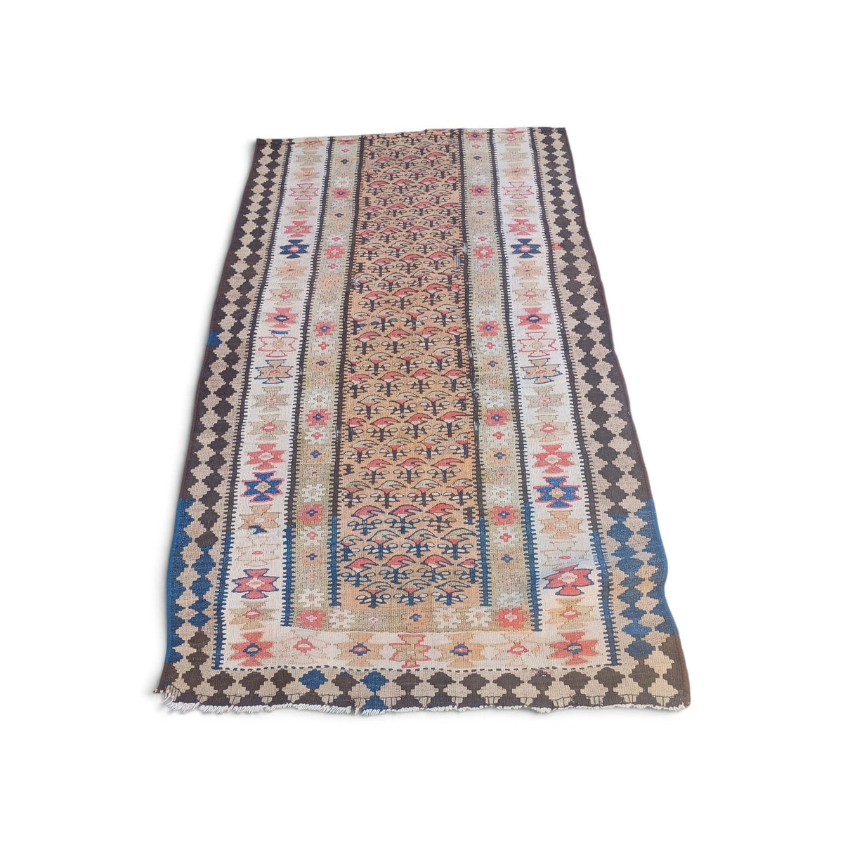 Antique Persian Senneh Kilim – Allover Boteh Design – Kurdistan, Northwest Persia – c. 1900