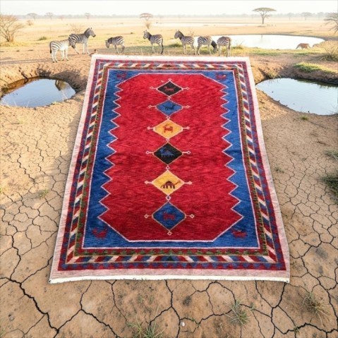 Vintage Large Persian Gabbeh/Qashqai-Family Tribal Rug