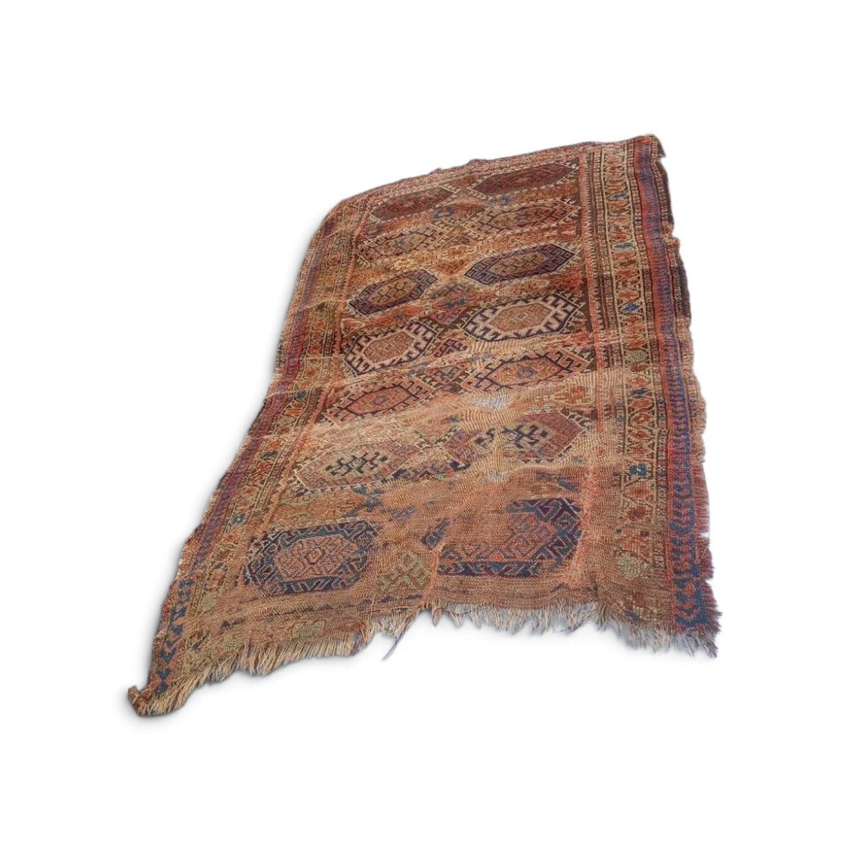 Antique 19thc Afghan Baluch Tribal Rug – 45" x 75" Heavily Distressed Boho Textile / Wall Hanging (c. 1890s-1910s)